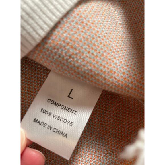 Color block orange white and aqua crewneck sleeveless sweater SZ Large - Picture 4 of 6